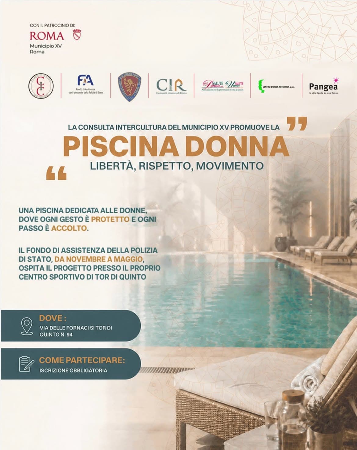 PISCINA DONNA: UNA NUOVA IMPORTANTE INIZIATIVA NEL MUNICIPIO ROMA XV!